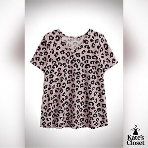 Pink Leopard Print Women's Blouse by Ricki’s (Size XL)